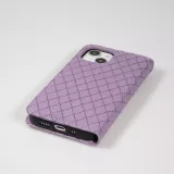 iPhone 14 Leder Tasche - Flip Wallet prestige Design - Violett