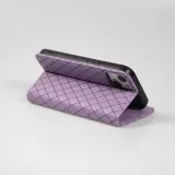 iPhone 14 Leder Tasche - Flip Wallet prestige Design - Violett
