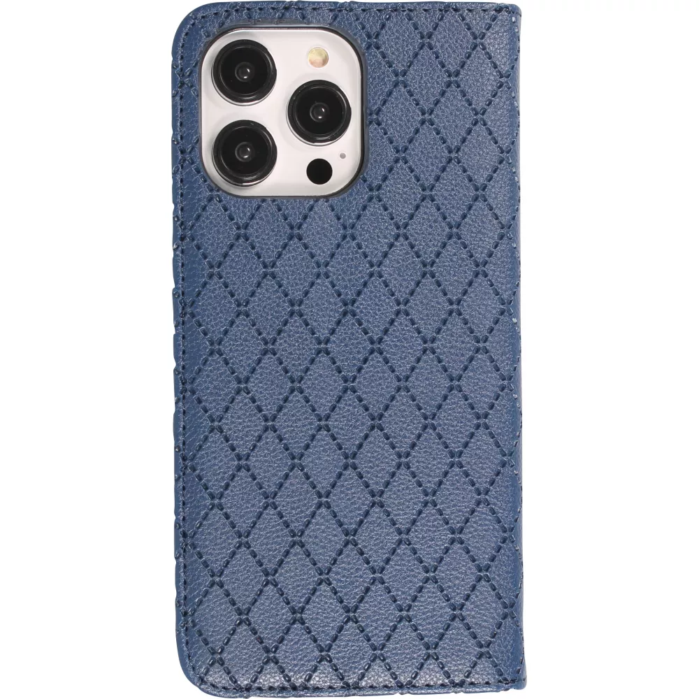 Etui cuir iPhone 14 Pro - Flip Wallet design prestige - Bleu