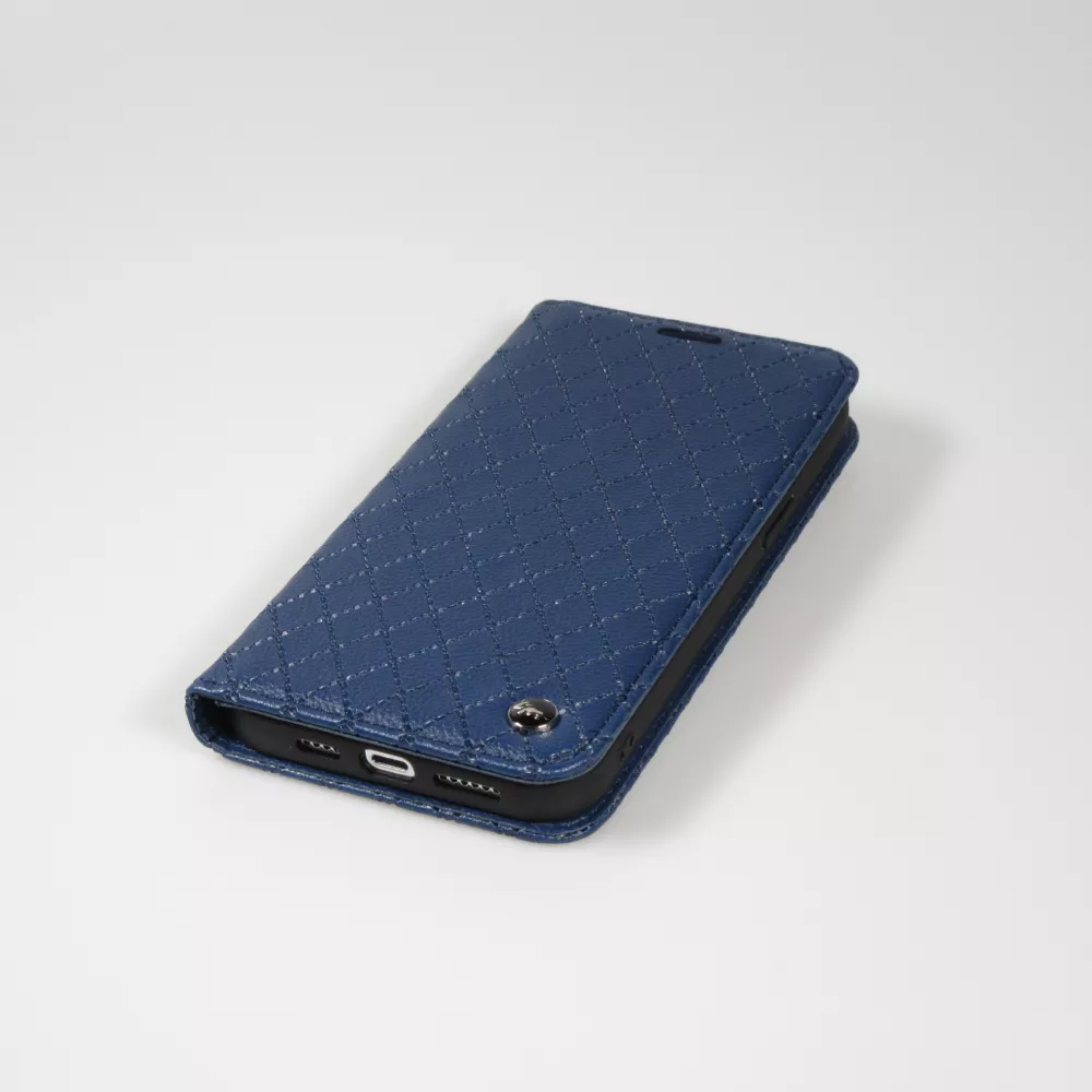 Etui cuir iPhone 14 Pro - Flip Wallet design prestige - Bleu