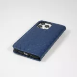 Etui cuir iPhone 14 Pro - Flip Wallet design prestige - Bleu