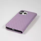 Etui cuir iPhone 14 Pro Max - Flip Wallet design prestige - Violet