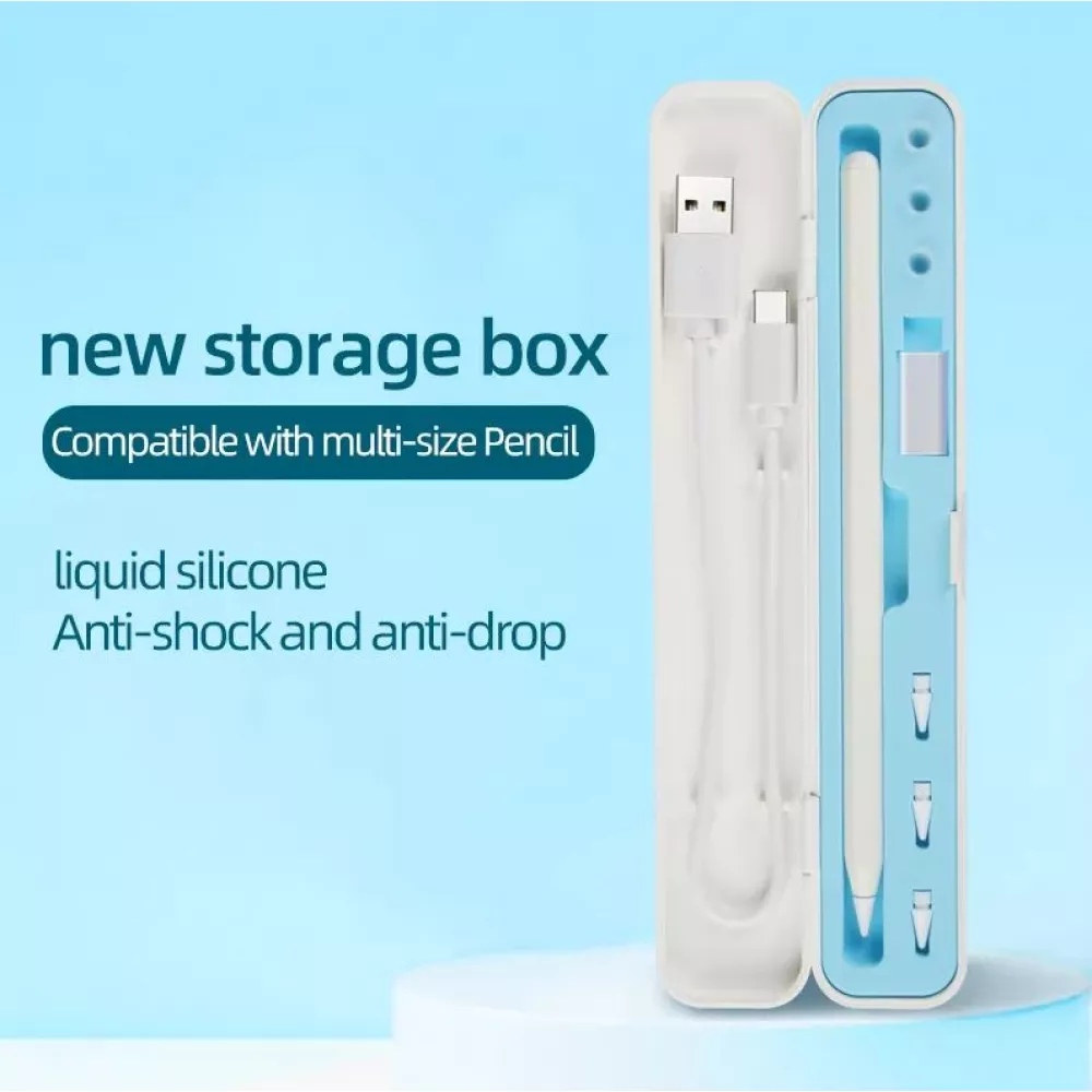 Étui de protection Boîte de rangement Apple Pencil 1 & 2 liquid silicone intérieur blanc