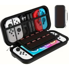 Schutzhülle Tragetasche für Nintendo Switch (1. Generation) mit Fächern und Belüftung - Schwarz