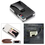 Porte-cartes très compact en carbone pouvant contenir jusqu'à 15 cartes - Protection RFID