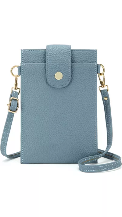Etui universel élégant pour smartphone jusqu'à 6,7 pouces en similicuir avec portefeuille - Bleu