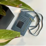 Etui universel élégant pour smartphone jusqu'à 6,7 pouces en similicuir avec portefeuille - Bleu