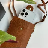 Etui universel élégant pour smartphone jusqu'à 6,7 pouces en similicuir avec portefeuille - Brun