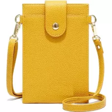 Etui universel élégant pour smartphone jusqu'à 6,7 pouces en similicuir avec portefeuille - Jaune