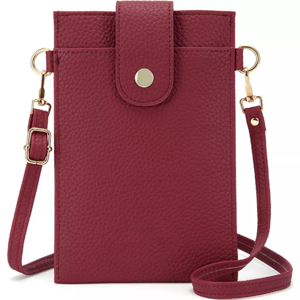 Etui universel élégant pour smartphone jusqu'à 6,7 pouces en similicuir avec portefeuille - Rouge
