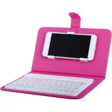 Étui universel pour smartphone avec clavier Bluetooth amovible - Rose foncé
