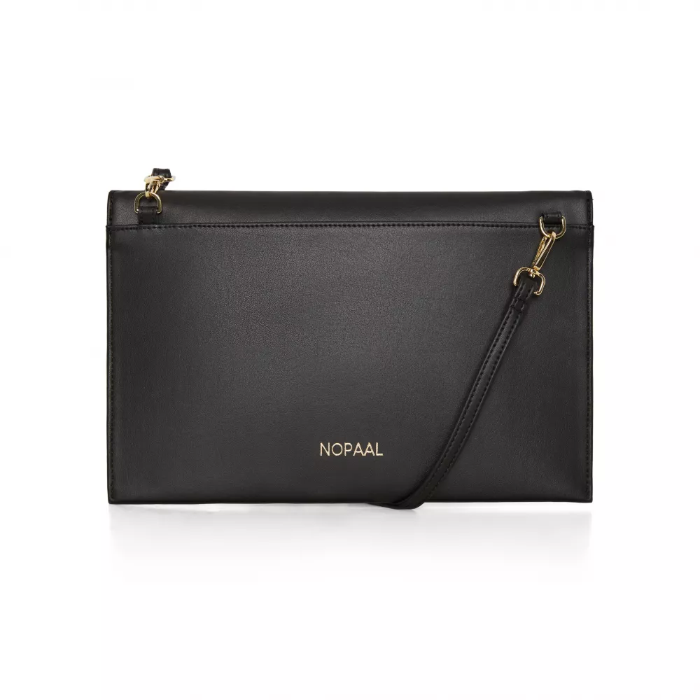 First Pochette mini sac à main en véritable cuir de cactus et 2 lanières intégrées - Noir
