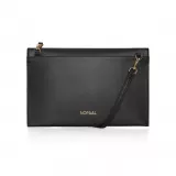First Pochette mini sac à main en véritable cuir de cactus et 2 lanières intégrées - Noir