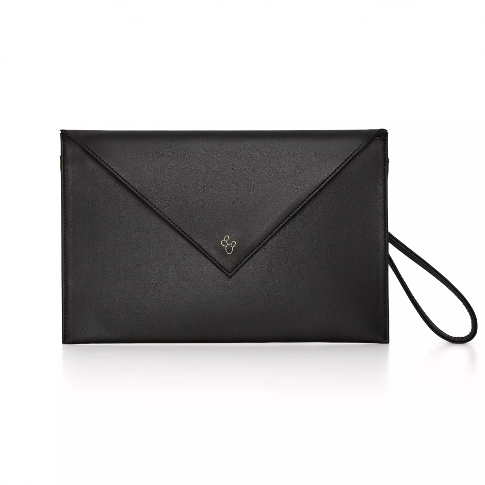 First Pochette mini sac à main en véritable cuir de cactus et 2 lanières intégrées - Noir