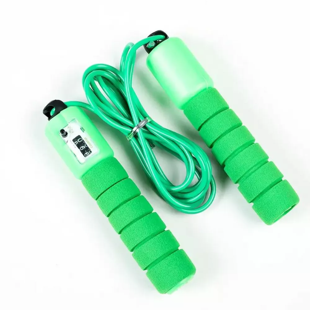Fitness corde à sauter PVC Soft-touch poignées avec compteur intégré - Bleu