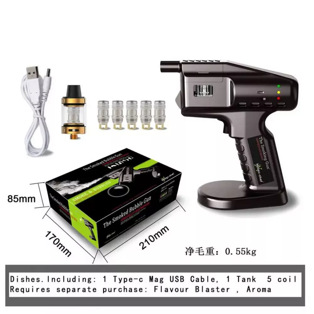 Flavour Blaster Cocktail Gun pour bulles et vapeur de parfum (avec 5 arômes et bobine pour fumée)