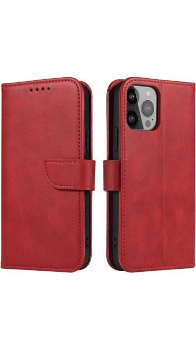 Fourre Samsung Galaxy S25 - Flip cuir avec rabat magn&eacute;tique - Rouge