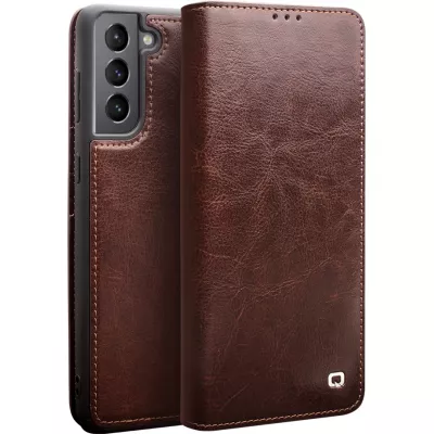 Fourre Samsung Galaxy S25+ - Flip Qialino cuir véritable - Brun
