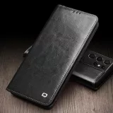 Fourre Samsung Galaxy S22 - Flip Qialino cuir véritable - Noir