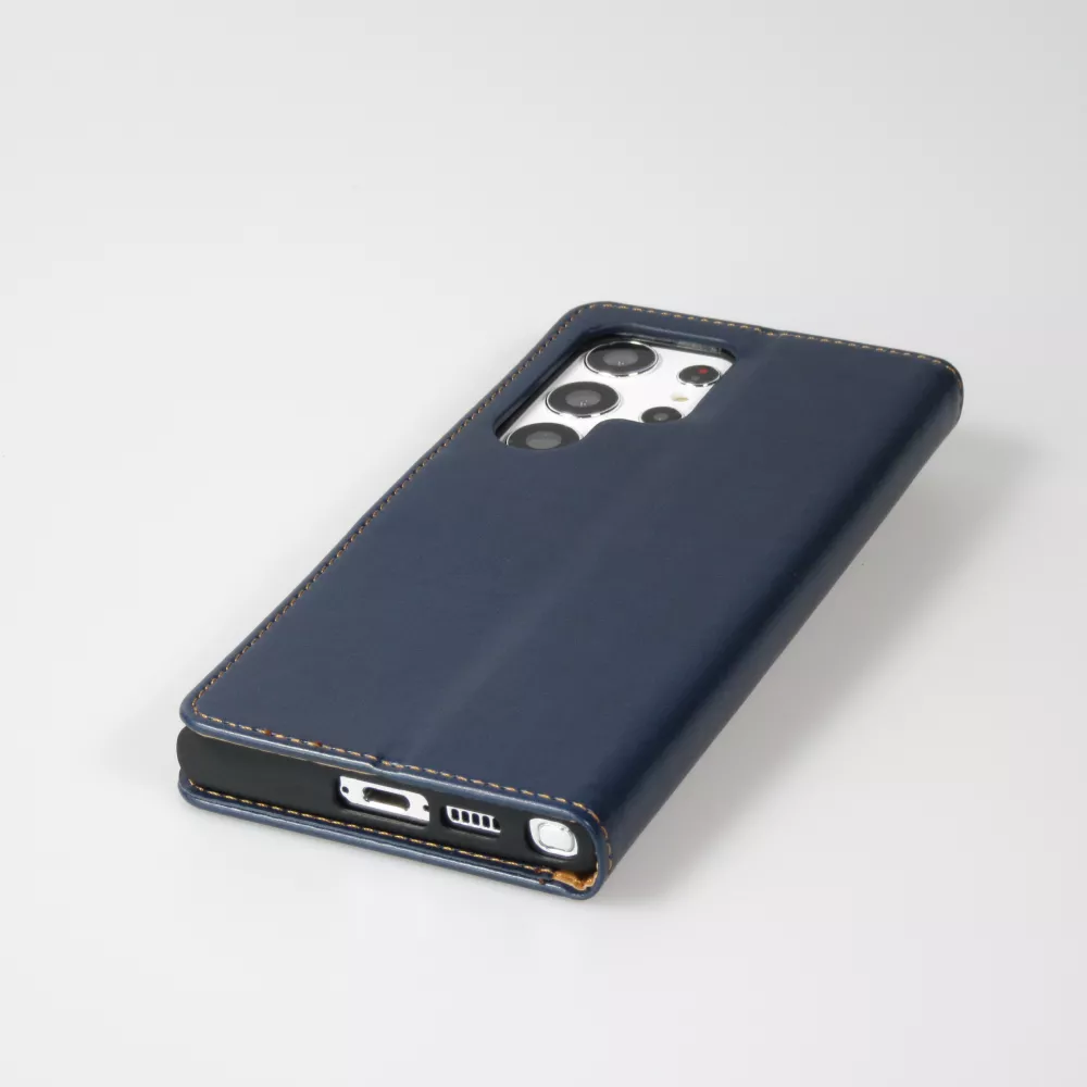 Fourre Samsung Galaxy S23 Ultra - Flip Shierre Shann cuir véritable - Bleu