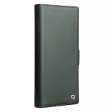 Samsung Galaxy S25 Ultra Case Hülle - Flip Qialino Echtleder matt mit magnetischem Verschluss - Mattgrün
