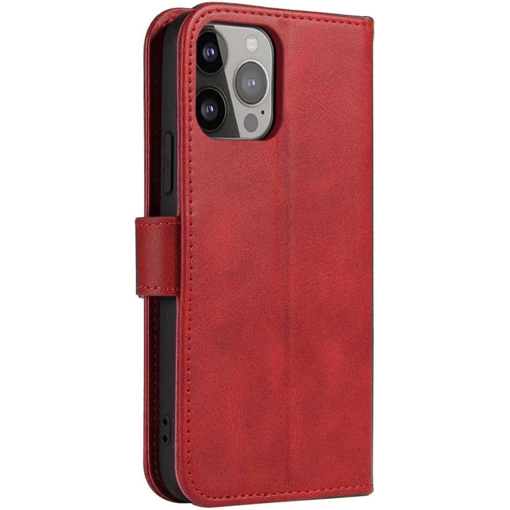 Galaxy S25+ Case H&uuml;lle - Leder Flip Case mit Magnetverschluss - Rot