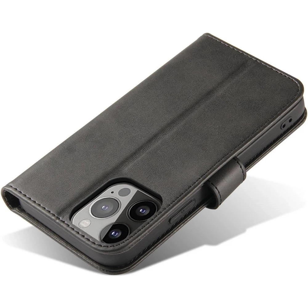 Galaxy S25 Case H&uuml;lle - Leder Flip Case mit Magnetverschluss - Schwarz