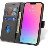 Galaxy S25 Case H&uuml;lle - Leder Flip Case mit Magnetverschluss - Schwarz