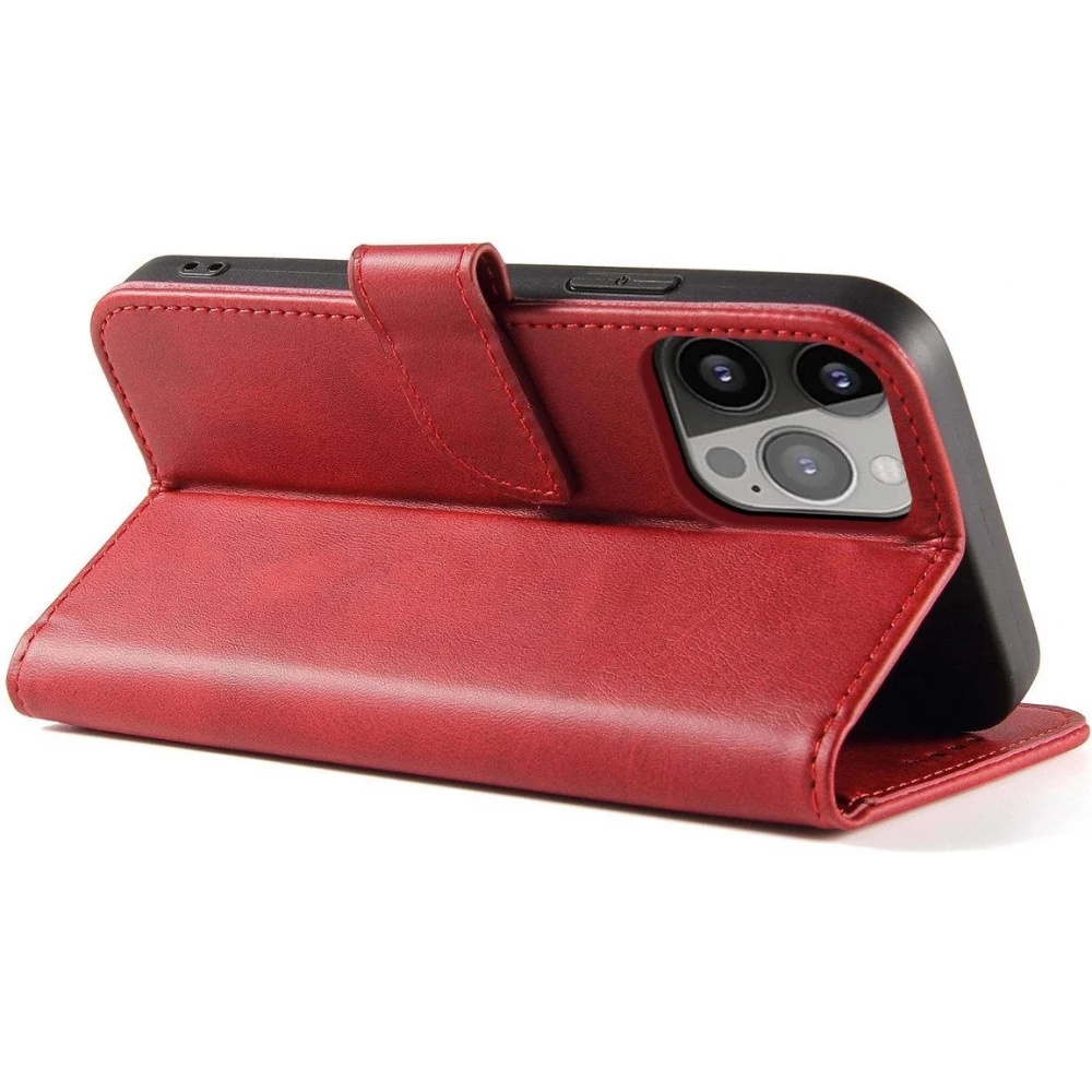 Galaxy S25 Case H&uuml;lle - Flip-Lederetui mit Magnetverschluss - Rot