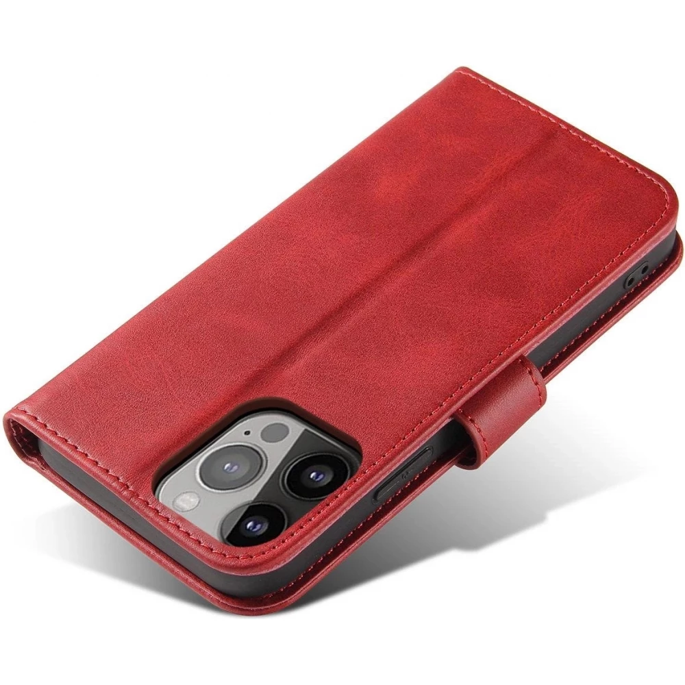 Galaxy S25 Case H&uuml;lle - Flip-Lederetui mit Magnetverschluss - Rot