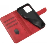 Galaxy S25 Case H&uuml;lle - Flip-Lederetui mit Magnetverschluss - Rot