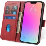 Galaxy S25 Case H&uuml;lle - Flip-Lederetui mit Magnetverschluss - Rot