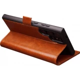 Fourre Samsung Galaxy S25 Ultra - Flip Qialino cuir véritable avec fermeture magnétique - Brun clair