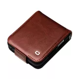 Fourre Samsung Galaxy Z Flip6 - Flip Qialino cuir véritable avec fermeture magnétique - Brun foncé