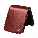 Fourre Samsung Galaxy Z Flip6 - Flip Qialino cuir véritable avec fermeture magnétique - Brun foncé