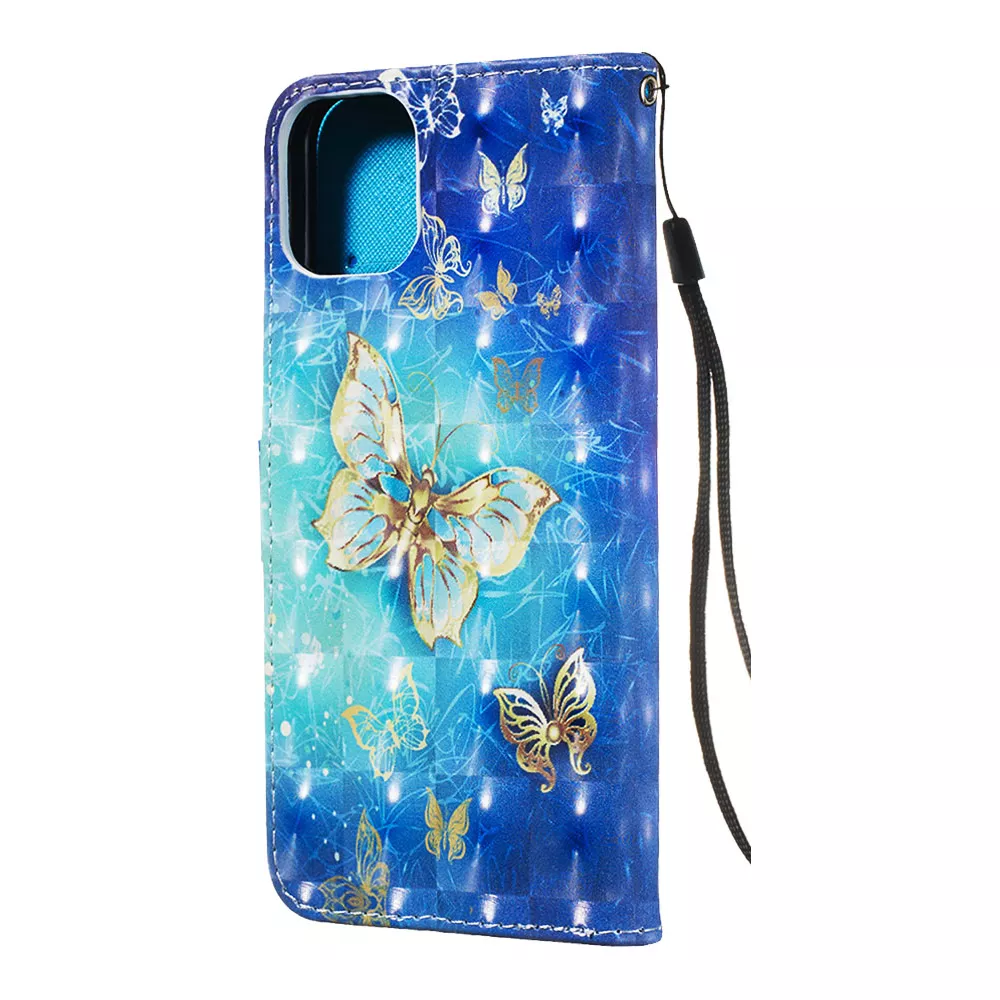 Hülle iPhone 11 - Flip 3D goldene Schmetterlinge