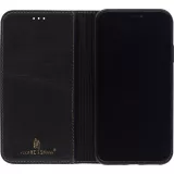 Fourre iPhone 15 Pro - Flip Fierre Shann cuir véritable - Noir