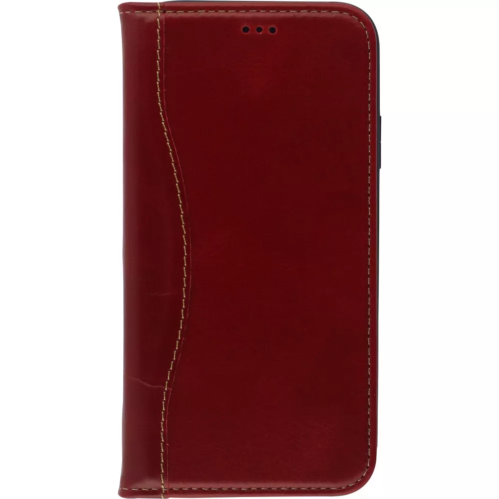 Fourre iPhone 11 - Flip Fierre Shann cuir véritable - Rouge