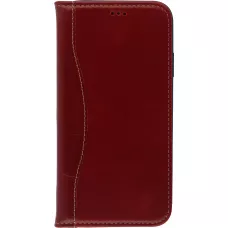 Fourre iPhone 11 - Flip Fierre Shann cuir véritable - Rouge