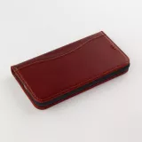 Fourre iPhone 11 - Flip Fierre Shann cuir véritable - Rouge