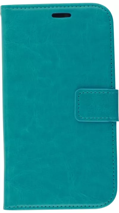 Fourre iPhone 13 mini - Premium Flip cuir lisse porte-cartes - Turquoise