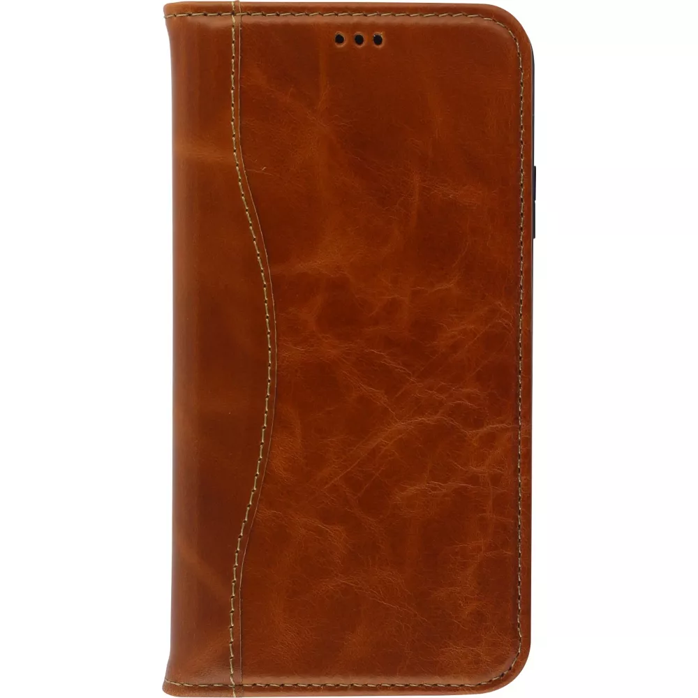 Hülle iPhone 11 Pro - Flip Fierre Shann Echtleder - Braun