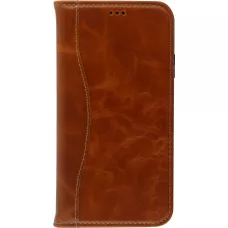 Hülle iPhone 11 Pro - Flip Fierre Shann Echtleder - Braun