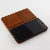 Hülle iPhone 11 Pro - Flip Fierre Shann Echtleder - Braun