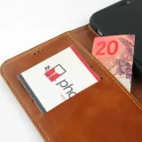 Hülle iPhone 11 Pro - Flip Fierre Shann Echtleder - Braun
