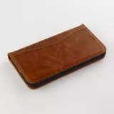 Hülle iPhone 11 Pro - Flip Fierre Shann Echtleder - Braun