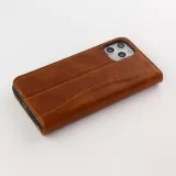 Hülle iPhone 11 Pro - Flip Fierre Shann Echtleder - Braun