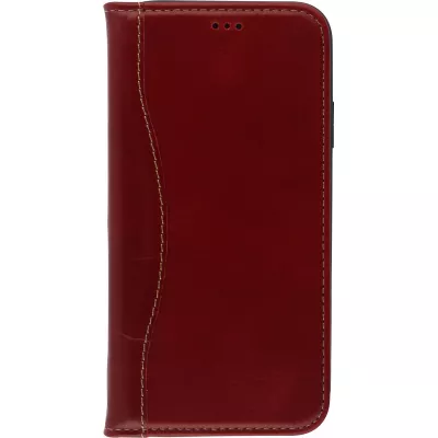 Fourre iPhone 12 / 12 Pro - Flip Fierre Shann cuir véritable - Rouge