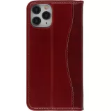 Fourre iPhone 12 / 12 Pro - Flip Fierre Shann cuir véritable - Rouge