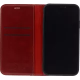 Fourre iPhone 12 / 12 Pro - Flip Fierre Shann cuir véritable - Rouge